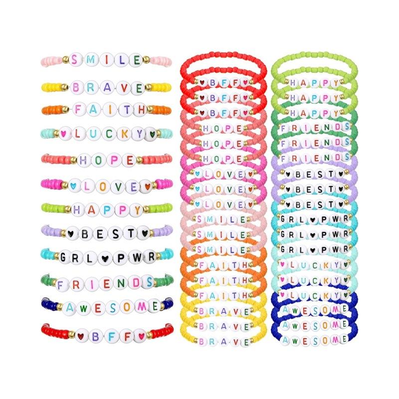 JYL TS Bracelet Glowing Letter Elastic  Colorful Beads Illuminates Joy Path 12pcs single color капри