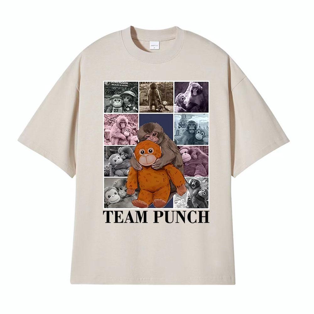 Baby Cute Monkey Punch Graphic Funny T Shirts Unisex Harajuku Summer Short Sleeve T Shirt Men Cotton Crewneck Tshirt Streetwear