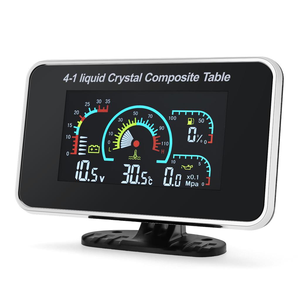 4 IN 1 HD Gauge Digital Universal Gasoline Meter for Car Fuel Gauge Water Temperature Gauge Oil Pressure Gauge Voltmeter 12V