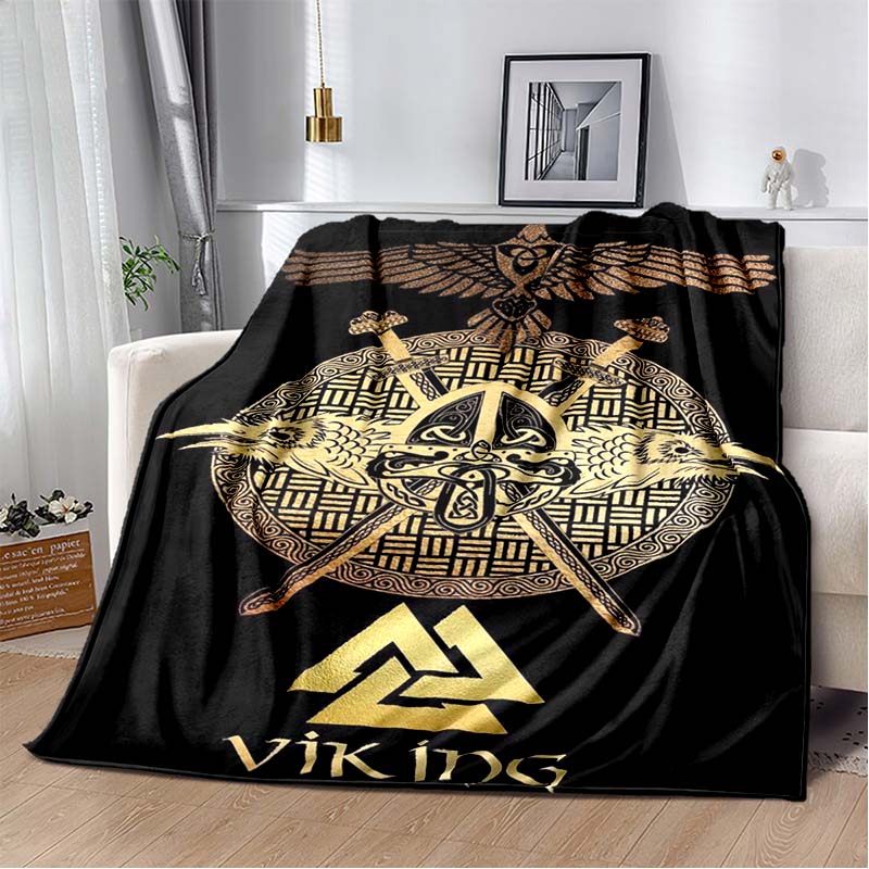 3D Viking Odin Valhalla Nordic Mythology Symbols Blanket,Soft Throw Blanket for Home Bedroom Bed Sofa Picnic Office Travel Cover