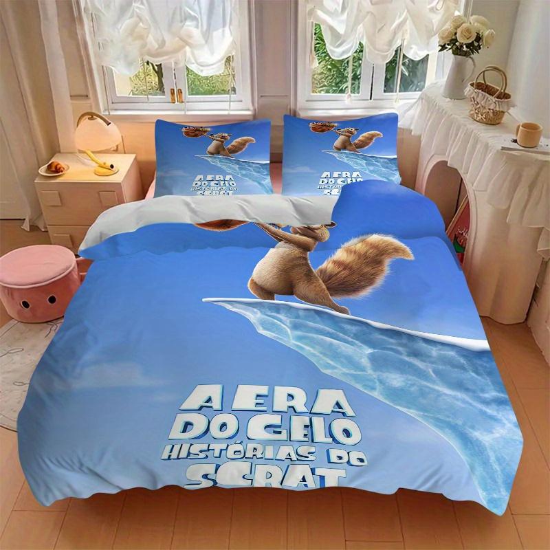 3pcs Ice Age Scrat's Acorn Adventure Bedding Set, Including 1 Quilt Cover and 2 Pillow Shams, Without Filling, Soft and Comfortable Home Bedroom Q055