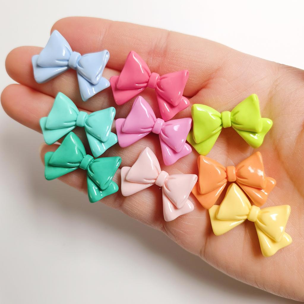 Colorful Bowknot Resin Cabochon Flatback Fit Phone Decoration Parts DIY Hair Bows Accessories Scrapbooking Craft