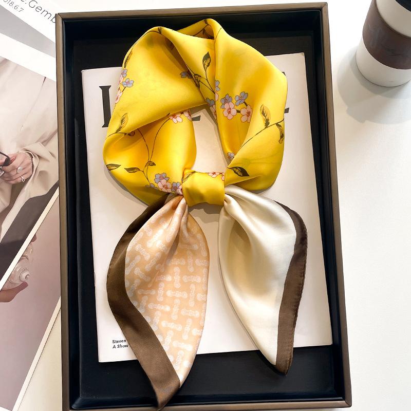 70*70cm Silk Square Scarf Women Satin Shawls Neckerchief Casual Scarves Bandana Hair Hjiab New Fashion Luxury Brand
