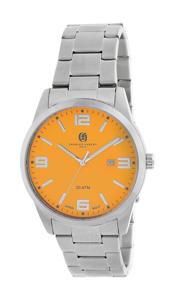 Charles Hubert Men's Silver Watch, 3-Hand Date, 4031-Y