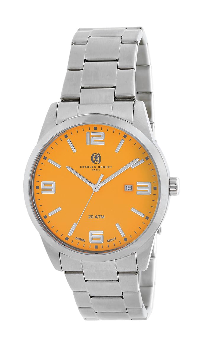 

Charles Hubert Men s Silver Watch, 3-Hand Date, 4031-Y