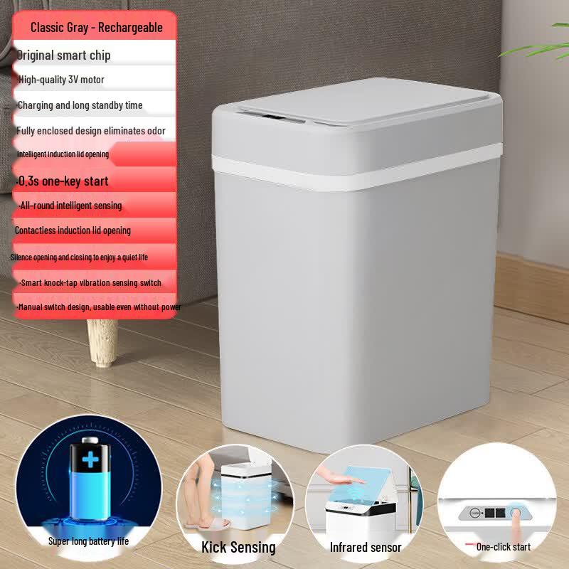 Smart Sensor Automatic Trash Can CN plug (adapter included) серый