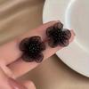 [Black Lace Floral Earrings] Vintage-Style Romantic Elegant Black Lace Floral Earrings - 1 Pair Hypoallergenic Stud Earrings, Fashionable