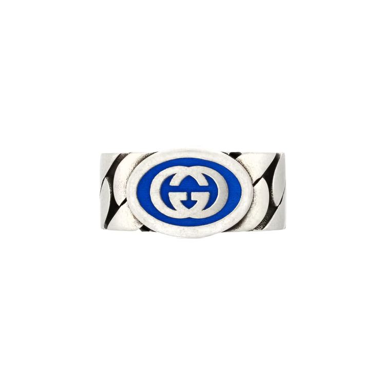 Gucci Elegant Interlocking G 925 Silver Enamel Ring Men rings 753490-J8410-8136 11