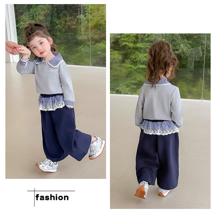 Girls' Sweet Bow Korean Style Autumn Sweatshirt Set 2025 - Stylish Two-Piece Outfit for Baby Girls
