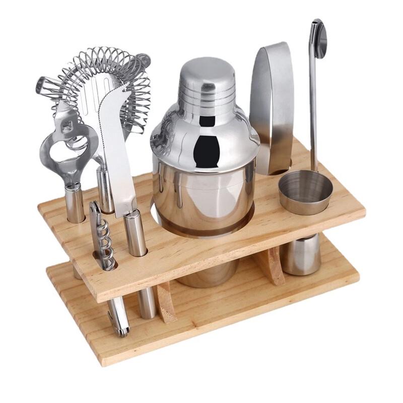

Cocktail Shaker Set with Wooden Stand