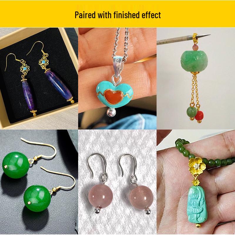 S925 Sterling Silver Handmade Threaded Buckle Earring Pendant Clasp with Through-hole 9-Shaped Needle Accessories