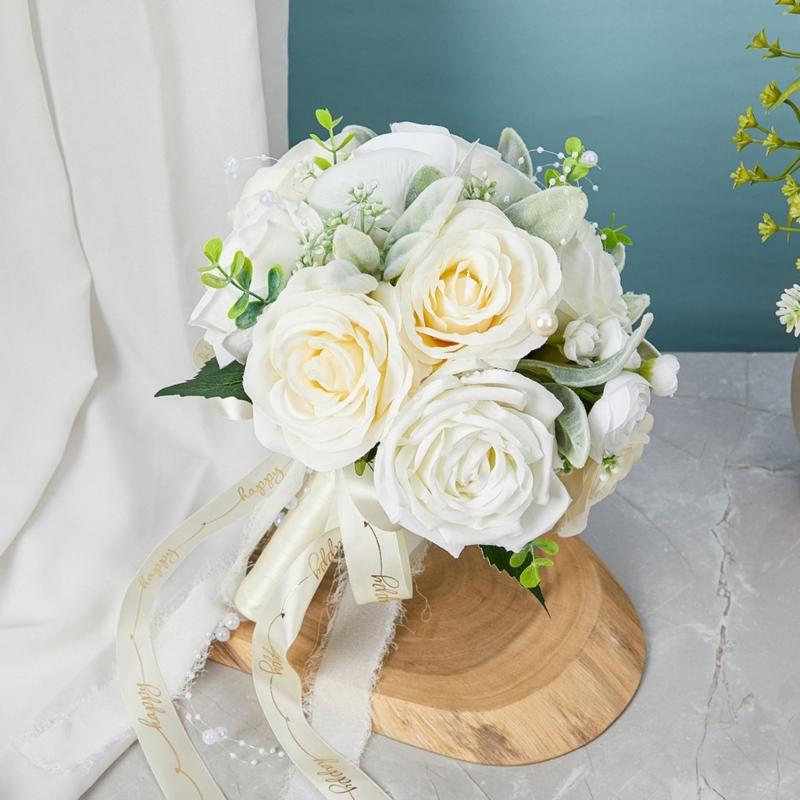 Bridal Bouquets for Wedding, Simulation Rose Bride Wedding Bouquet Wedding Decorations for Ceremony, Anniversary