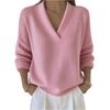 Women's Fashionable Long-sleeved Solid-color Pullover Knitted Sweater Top