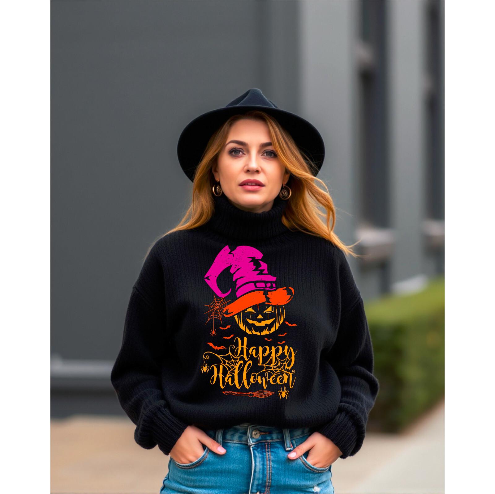 Happy Halloween Pumkin T-Shirt Novelty Cute Boo Witch Pumpkin Horror Tee Unisex XXXL