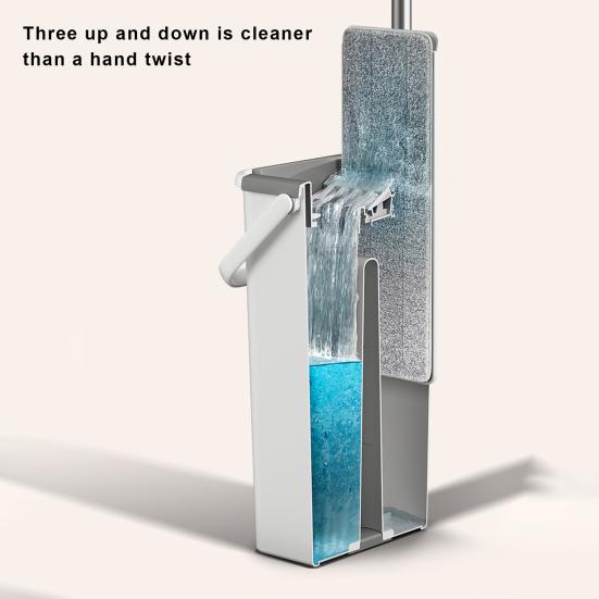 Flat Squeeze Mop Bucket Set with Long Handle 360-Degree Rotation Dry Wet Use Tile Floor Cleaning Mop with Wringer Kit