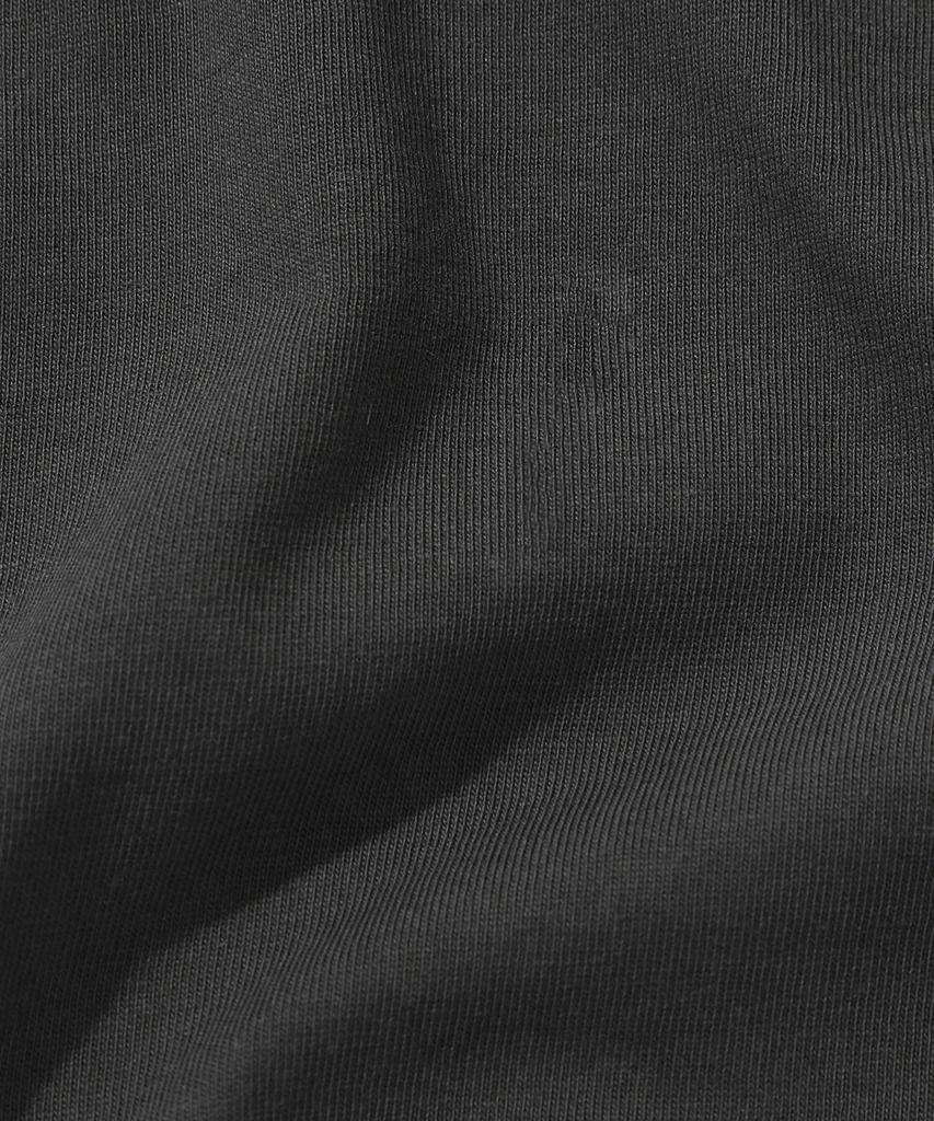 KIIMUIR [Crop] Striped Layered Henley Neck Short Sleeve T-Shirt_Charcoal