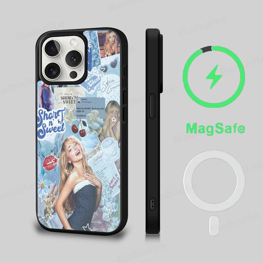 

Singer S-Sabrina C-Carpenter Phone Case Magesafe Magnetic Wireless Charge Case For iPhone 16 11 12 13 14 15 Pro Max Plus Mini iPhone 16