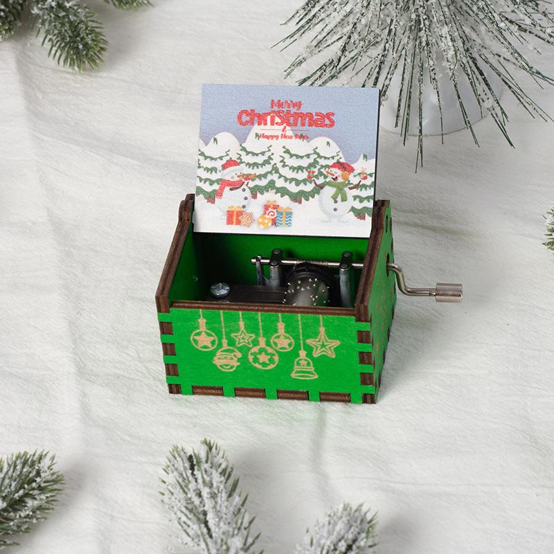 Wooden Hand-Cranked Christmas Music Box Ornament