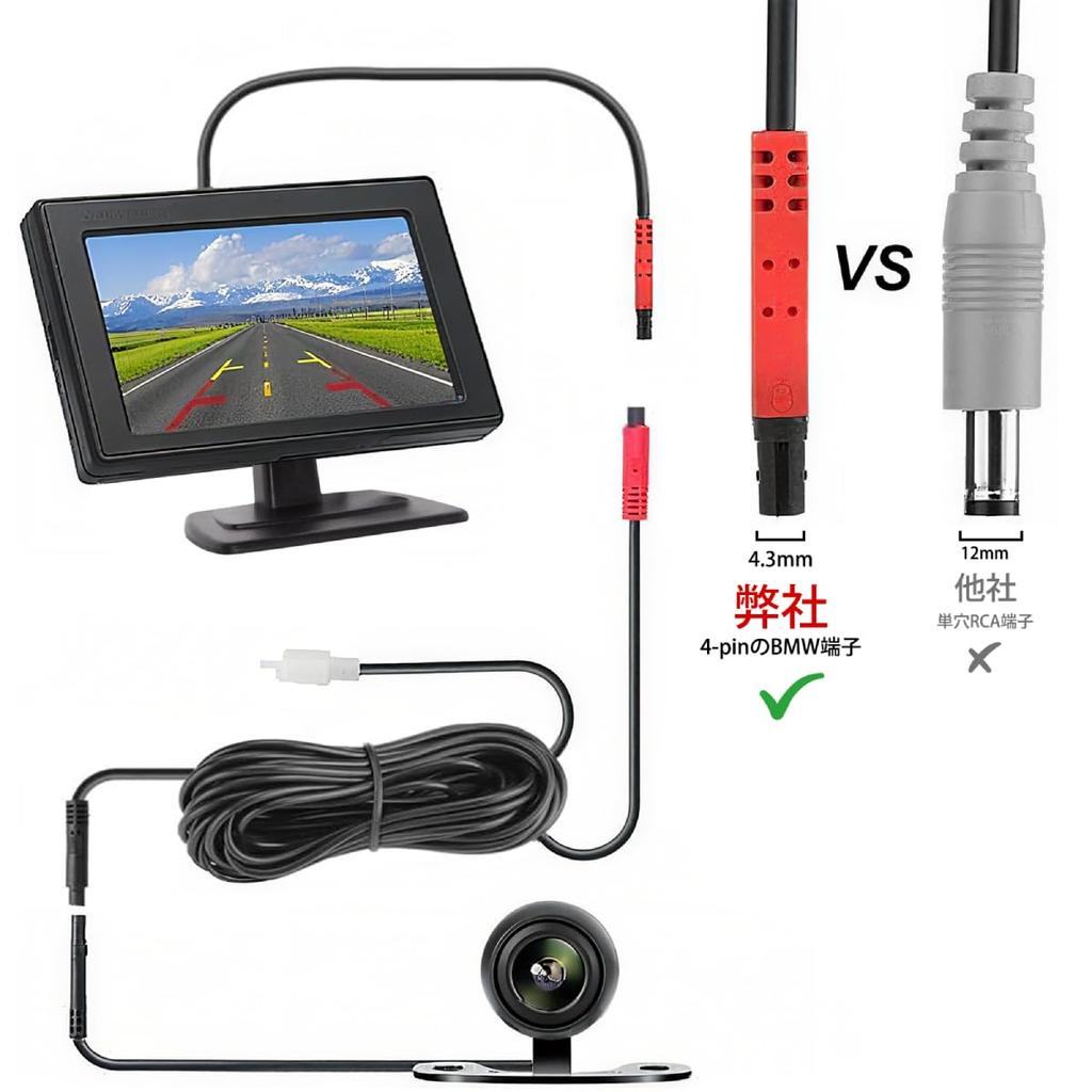 OBEST 4.3 Inch LCD Monitor Backline Mirror Image Backup Camera Set HD Color Single