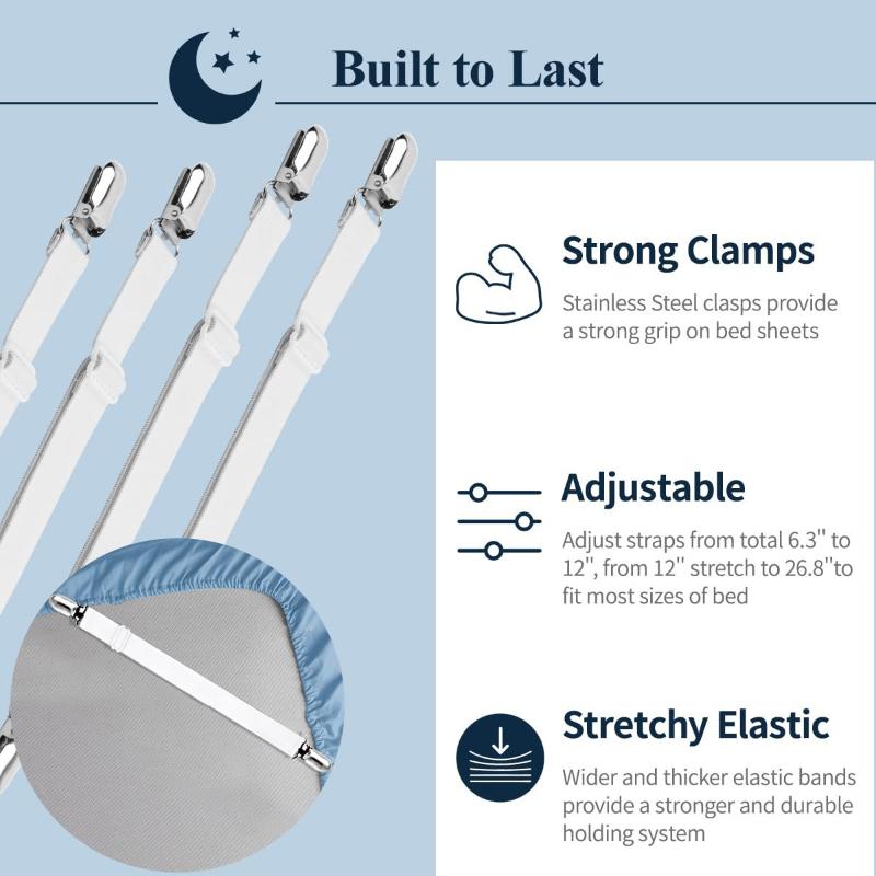 Adjustable Elastic Sheet Straps Heavy-Duty Sheet Holders And Shoulder Straps