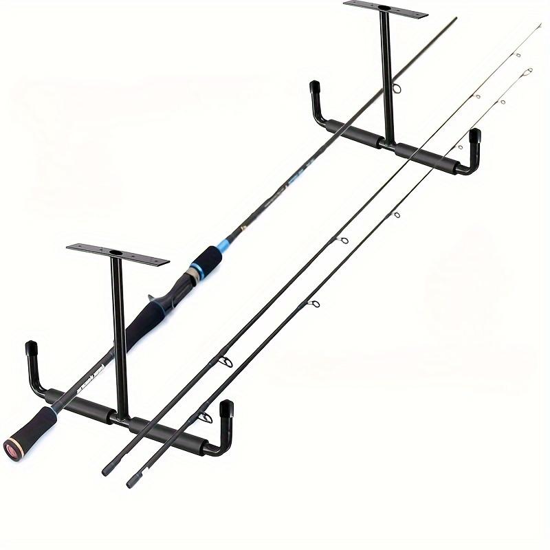 1pc Heavy-Duty Ceiling-Mounted Garage Storage Hook Rack - Overhead Hanging Shelf with Metal Hooks Suitable for Hanging Hoses, Wood, Bulky Items
