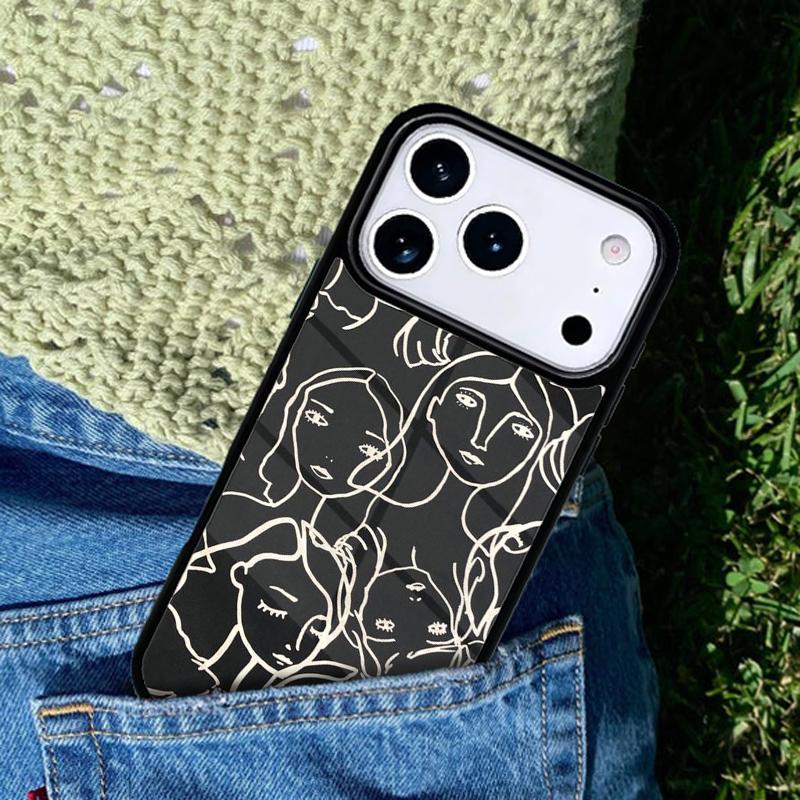 Poster Minimalist Face Artwork mobile phone case Compatible with IPhone 17 16 15 14 13 12 11Pro Max 17 Air cover