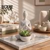 Dekorative Meditationsstatue 3D-gedruckte Yoga-Figur Blumentopf für Sukkulenten und Luftpflanzen, Minimalistisches Heimdekorationsornament Zen-Stil Skulptur
