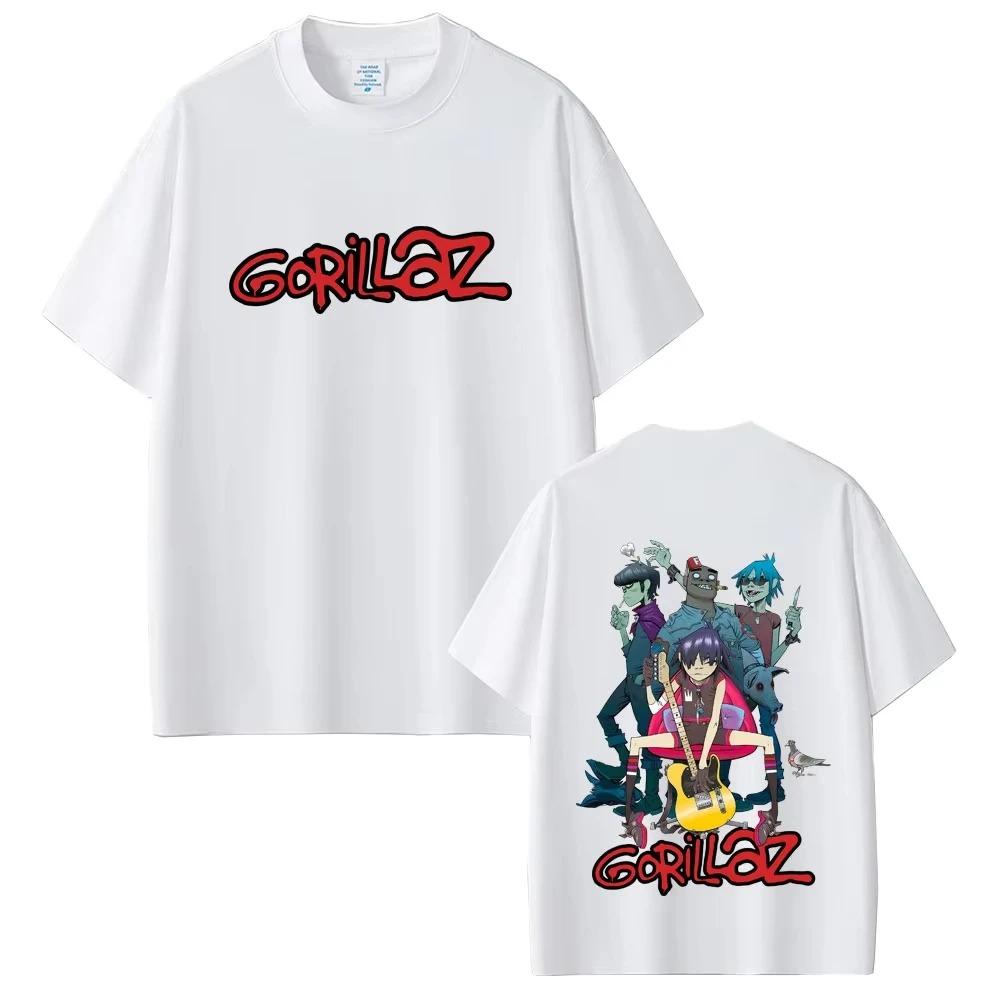 Men Women Hip Hop Gothic Pop Music Short Sleeve Rock Band Gorillaz Graphic T-shirt High Quality Soft Cotton Tshirt