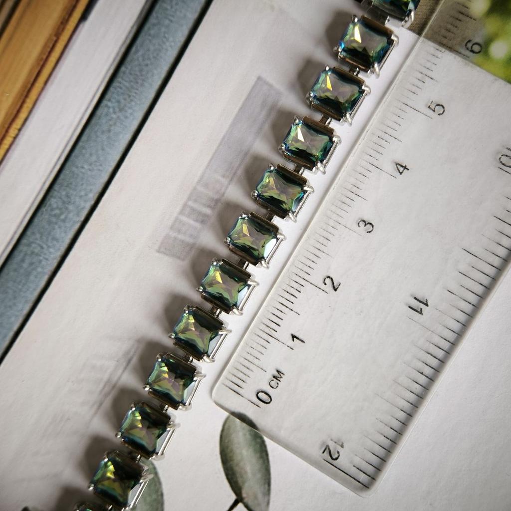 Серебряный браслет с мистик топазом, вес изделия 15,49 гр (2190783)