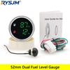 Car Digital Dual Display Gauge With Alarm 52MM Water Level Sewage Level Oil Press Oil / Water Temp Volt Meter 2 In 1 Instruments