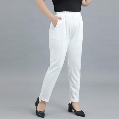 Plus Size Women's Fall New High Waisted Straight Tube Slim Casual Elastic Waist Pants