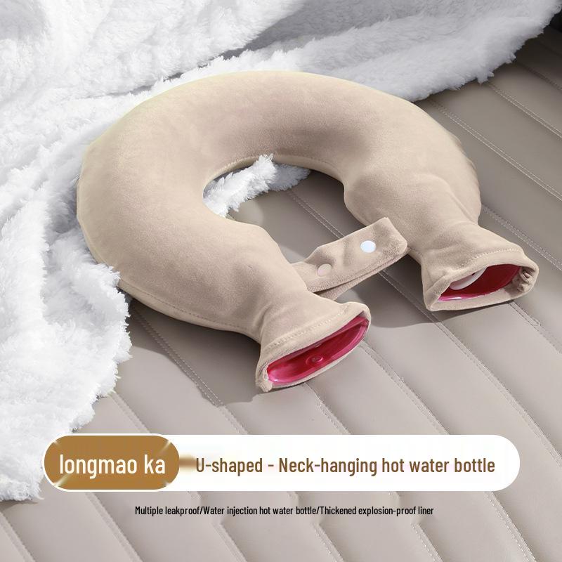 U-shaped Hot Water Bottle with Neck-Hanging Design for Cervical Relief