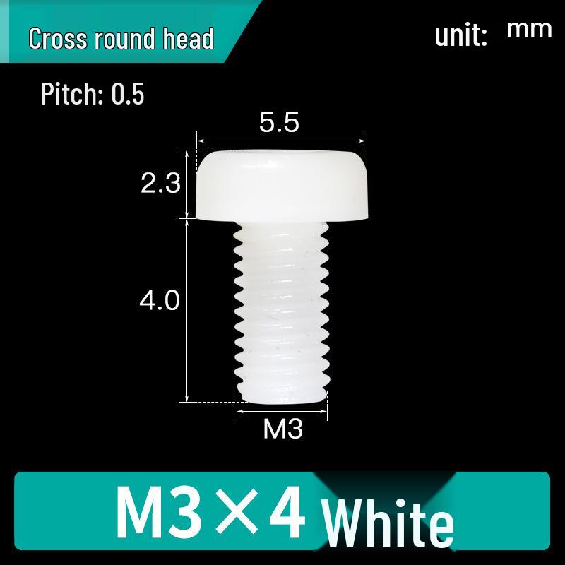 Vite in Nylon PA66 a Testa Tonda - M2, M3, M4, M5, M6, M8 Bullone di Fissaggio in Plastica
