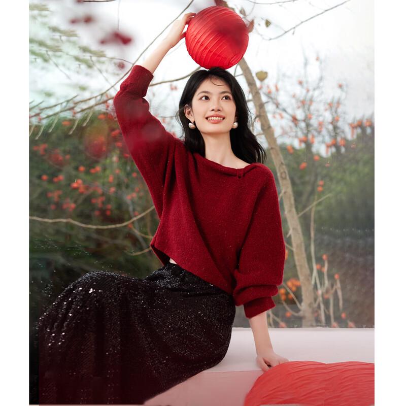 

Elegant Retro Red Bow Knit Cardigan S