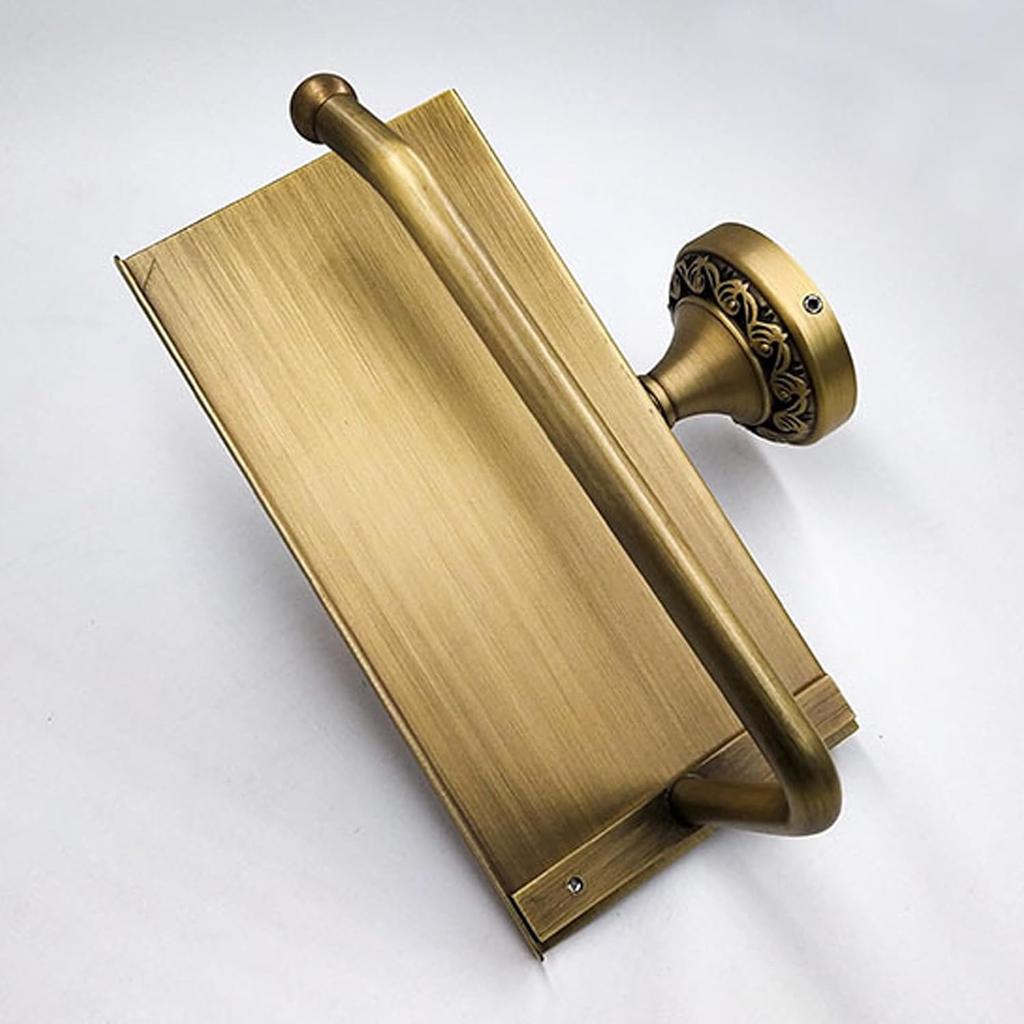 Toilet Paper Holder with Phone Shelf, Bathroom Toilet Paper Roll Holder Antique Bronze Brass Wall Mounted Bathroom Hardware Accessories,Pattern