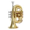 Ammoon Mini Pocket Trumpet Bb Flat Brass Wind Instrument with Mouthpiece Gloves Cleaning Cloth Carrying Case