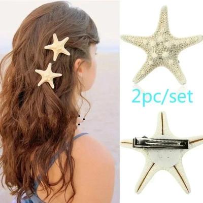 2 Stück Meerjungfrau Mädchen Haarnadel für Frauen Süß Nizza Seestern Strand Seestern Stab Haarspange Geschenk Schmuck Frauen Elegante Accessoires