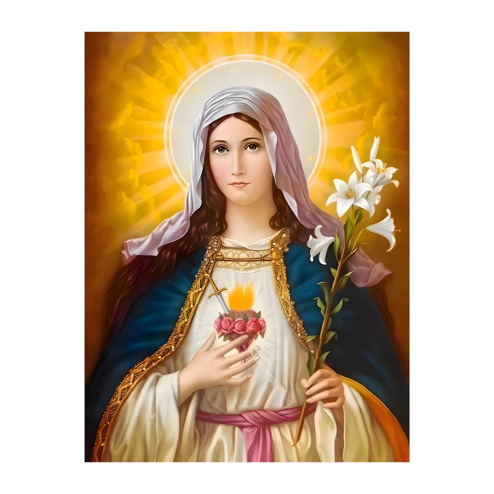 

Catholic Christian Wall Art Holy Jesus and Virgin Mary Canvas Oil Painting Religious Home Decor Poster Prints Pictures 20x30cm