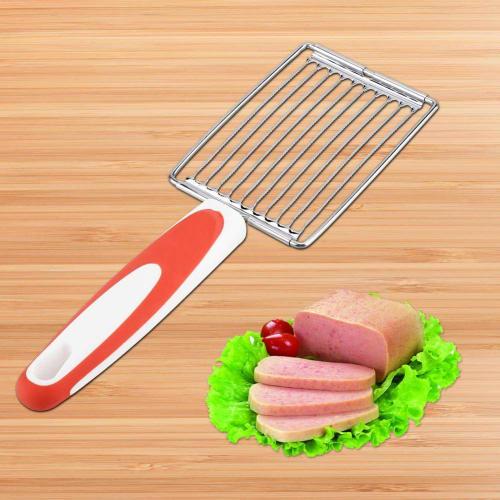 Luncheon Meat Slicer/Spam Cutter for Canned Meat, Cheese, Sushi, Ham, Boiled Eggs, Tomatoes, Peeled Pitaya, and More (Orange)