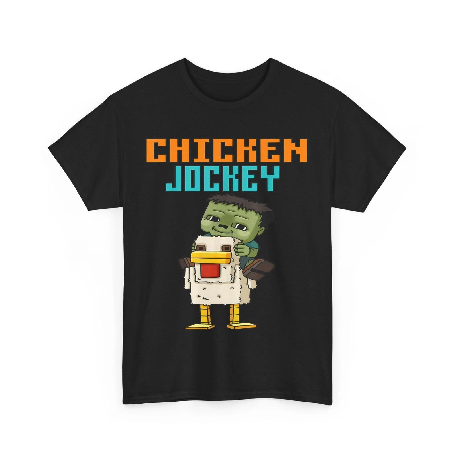Zombie Chicken Zombie Jockey Pixel Funny T-Shirt L