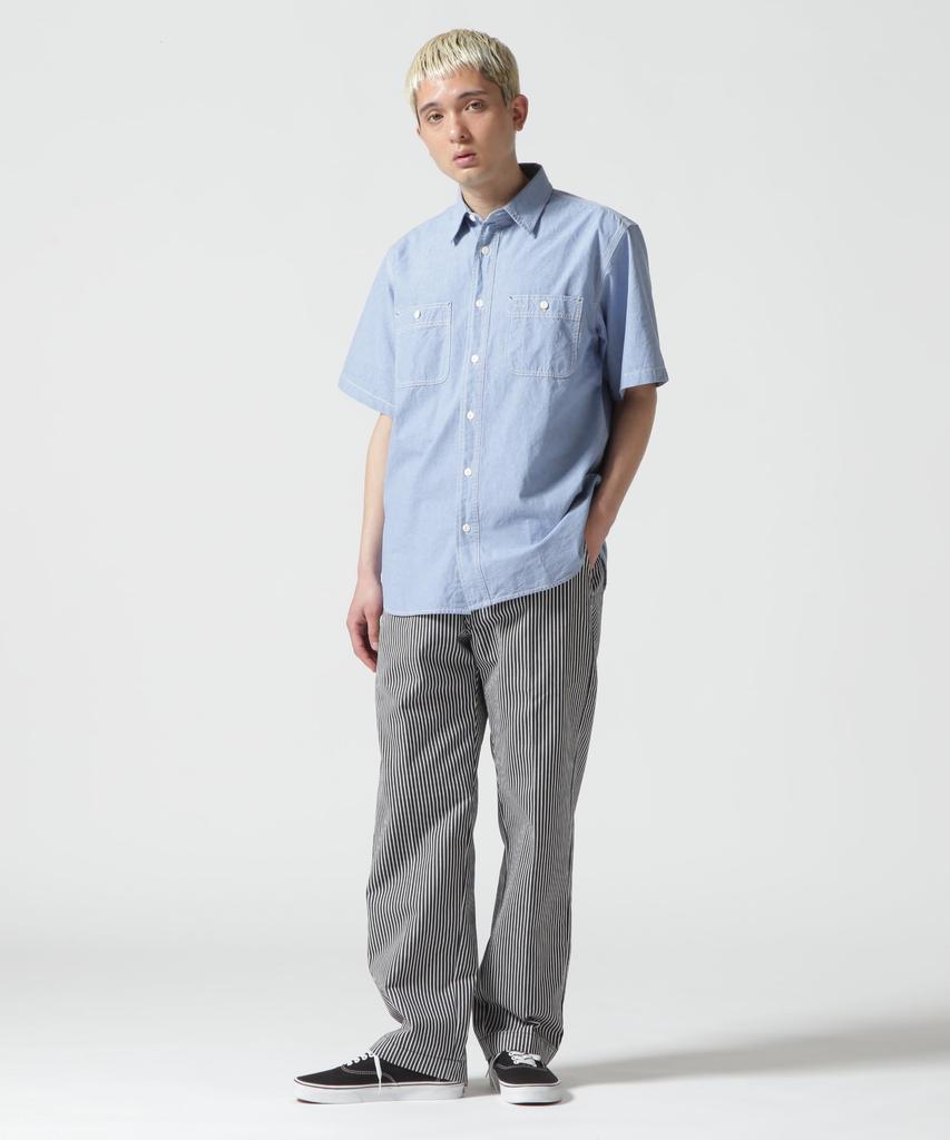 AVIREX DAILY BASIC CHAMBRAY S/S SHIRT Men's L 110 Blue 783-3923003