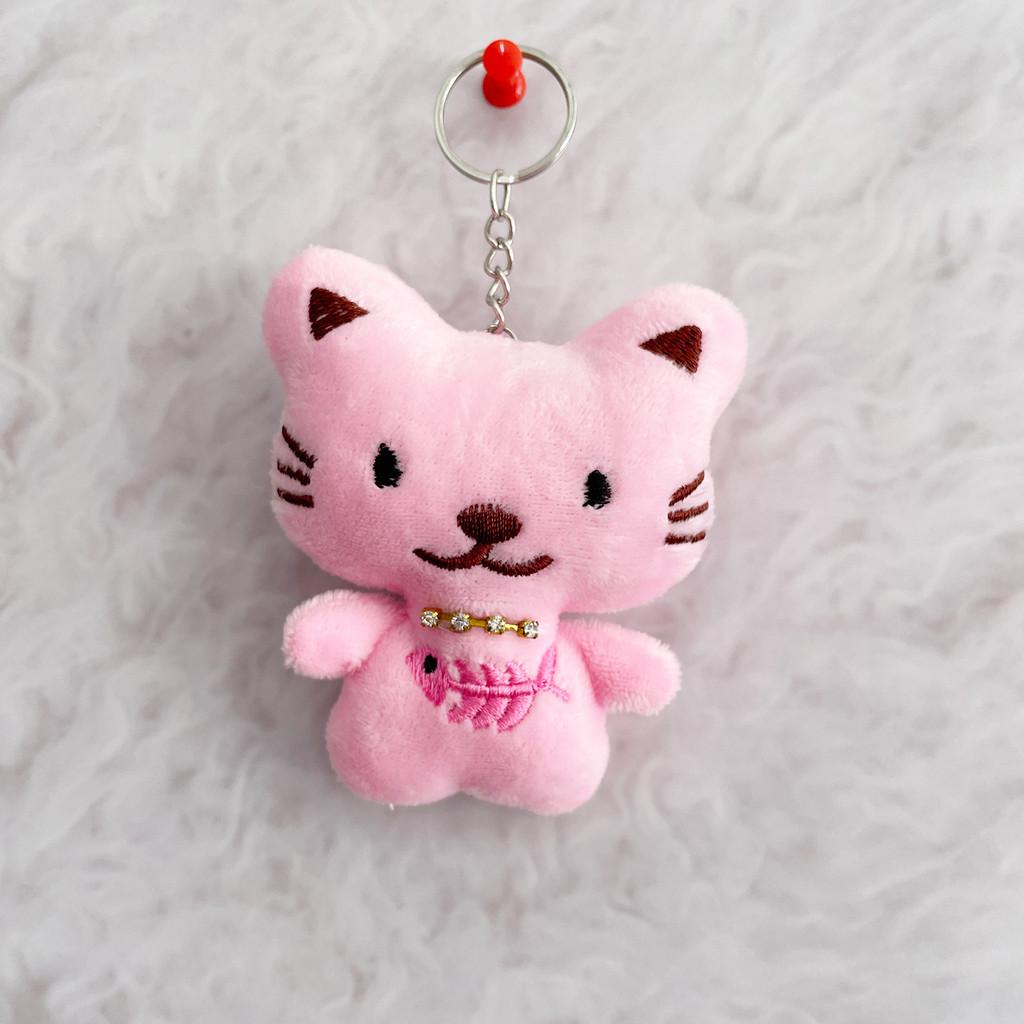 Plush Cat Keychain With Sparkling Embellishments For Kids And Teens Pink