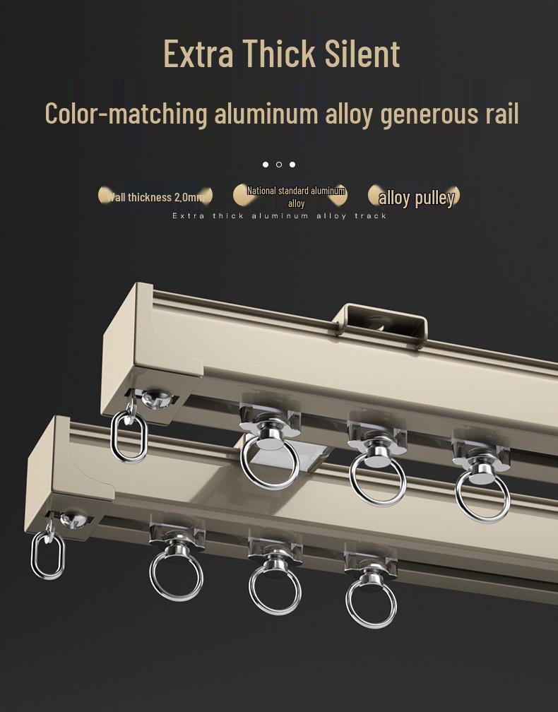 Jianmei 2.6mm Thick Silent Curtain Track with Bendable Heavy Duty Aluminum Alloy Rail and Guide Bearing Wheel.