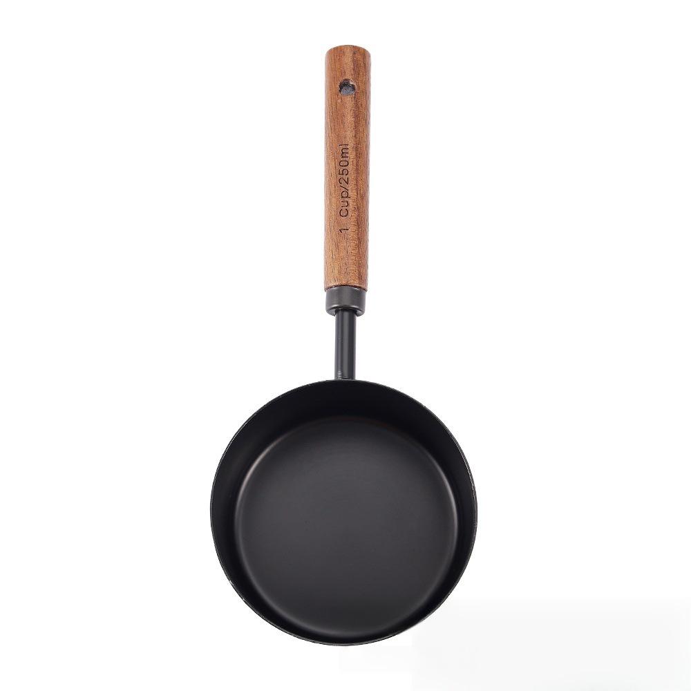 8-Piece Stainless Steel Measuring Cup & Spoon Set with Titanium Gold & Wooden Handles