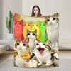 Funny Meowl Cat Meme Throw Blanket Warm Cozy Novelty Blanket For Couch Chair Travel Flannel Bedspread Bed Cover