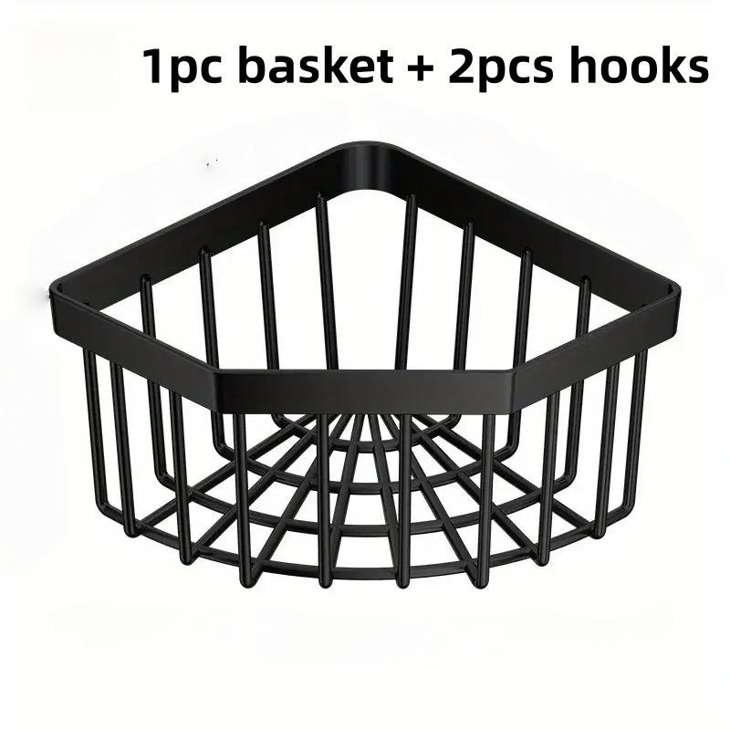 

Triangle Sink Draining Rack Set (One Draining Basket + Two Hooks) Is a Space-Saving Storage Solution for Kitchen,Easy to Clean чорний