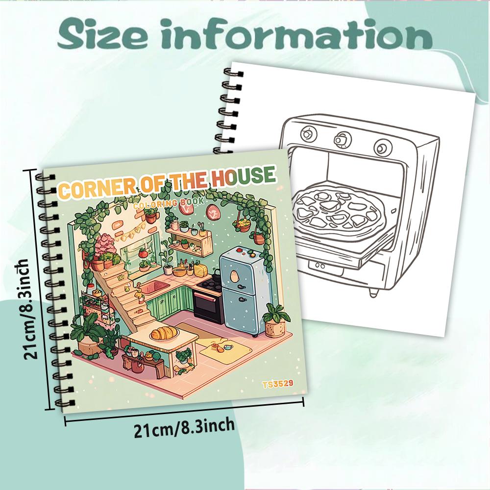 

1pc, Room Colouring Book - Teen Colouring Book - 30 Sheets, 8.3x 8.3 inches, Adult Stress Relief, Birthday, Holiday Party Gift
