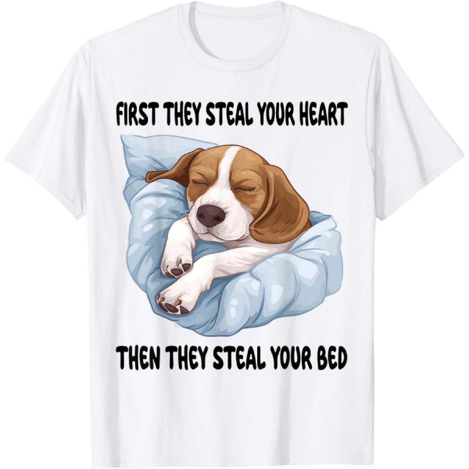 Beagle Sleeping Pajamas Nightgown T-Shirt S белый