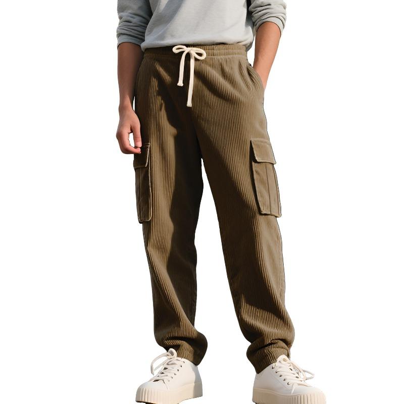 

Summer New Retro Tooling Casual Sweatpants Men s Loose Straight Wide-leg Corduroy XXXL хакі
