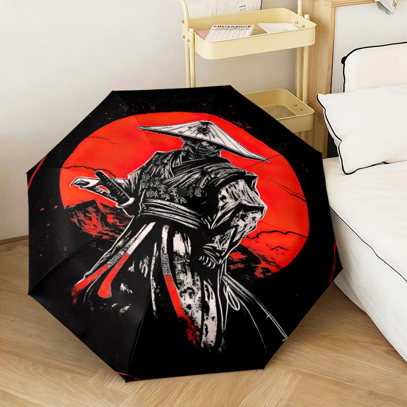 1PC Samurai  Automatic Umbrella - Suitable Travel Outdoor Portable Umbrella Birthday Gift Daily Essentials